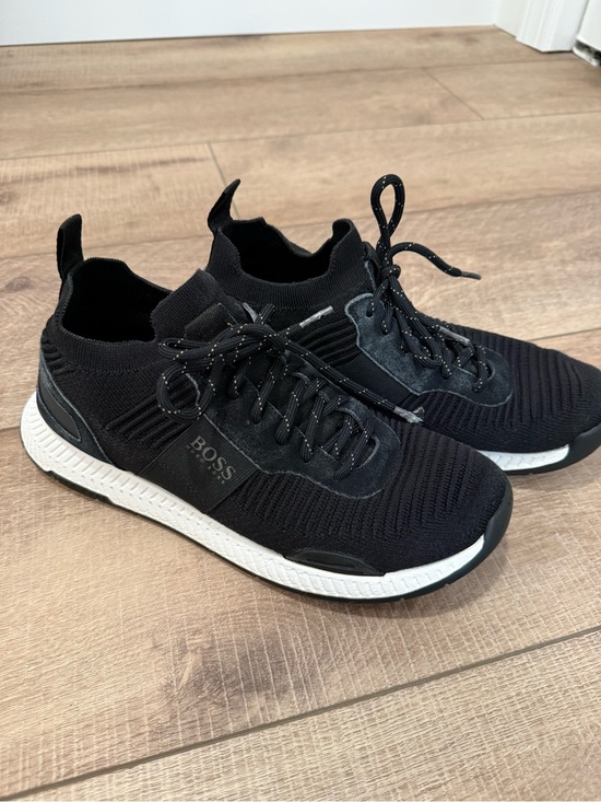 Boss Other - BOSS Black Knit Slip-On Lace Sneakers with White Sole